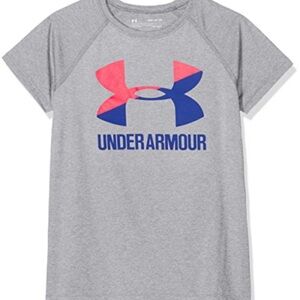 Under Armour Kids Gray Tee with Pink and Blue Logo